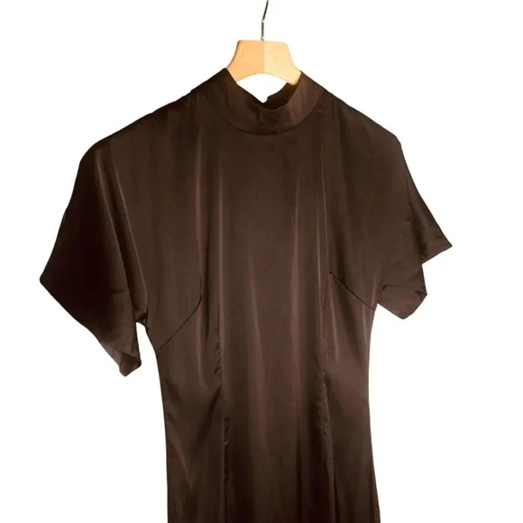 Nasty Gal High Neckline Feeling Fine Satin Dress - Picture 6 of 16